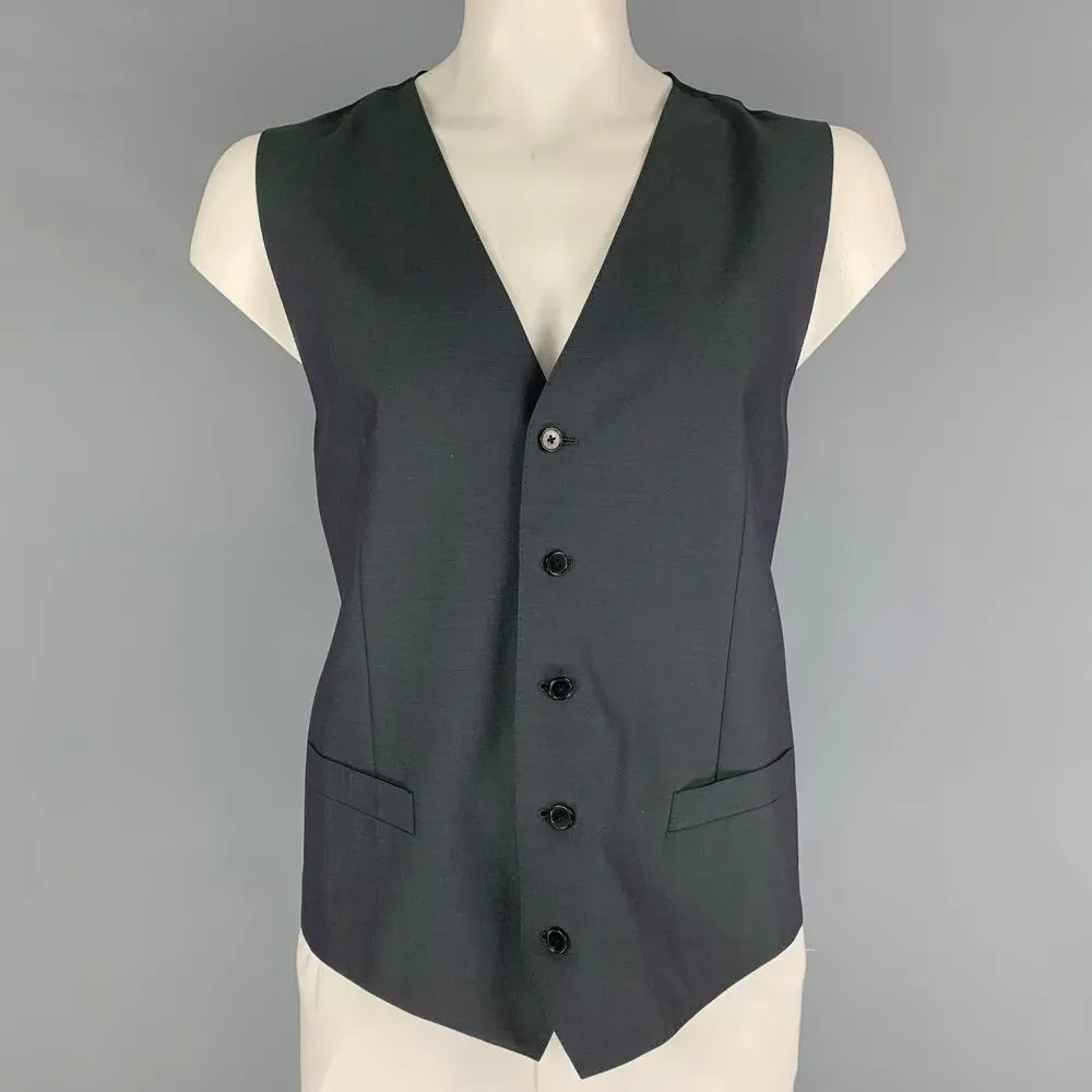 DOLCE & GABBANA Size 46 Charcoal Iridescent Wool Mohair Vest
